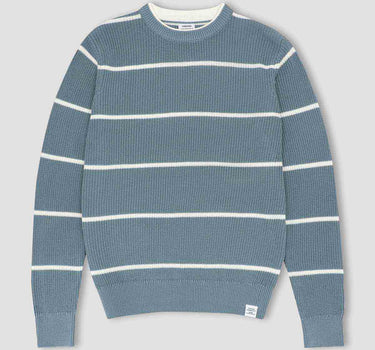 Pullover Stripe Sweater For Men - Grey 