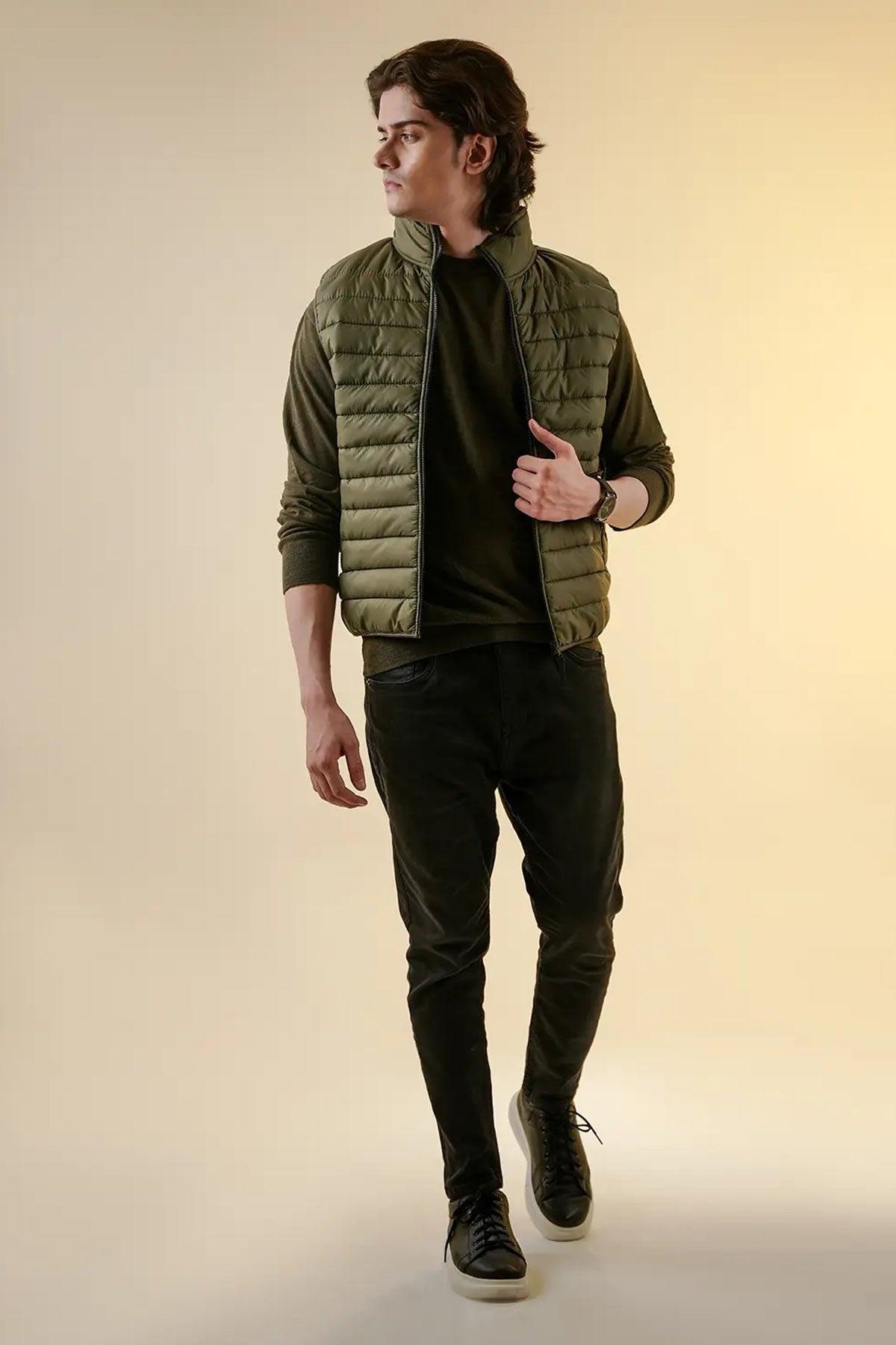 Puffer Jacket For Men - Greyish Brown