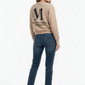 Minimal Logo Crewneck Sweatshirt for Women - Beige - MEME