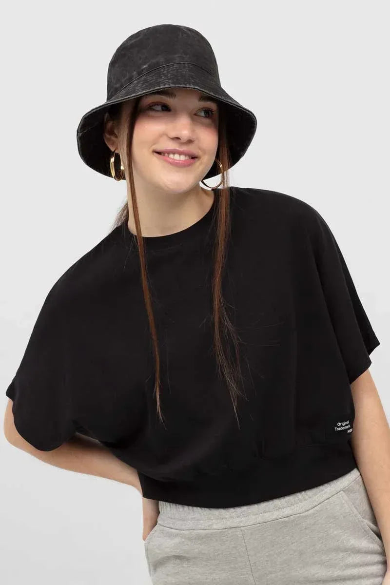 Solid T-Shirt For Women - Black - MEME