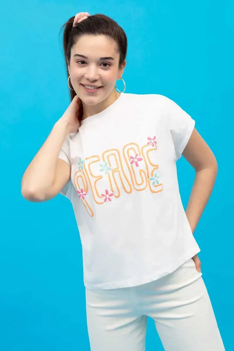 Printed T-Shirt For Women - White - MEME