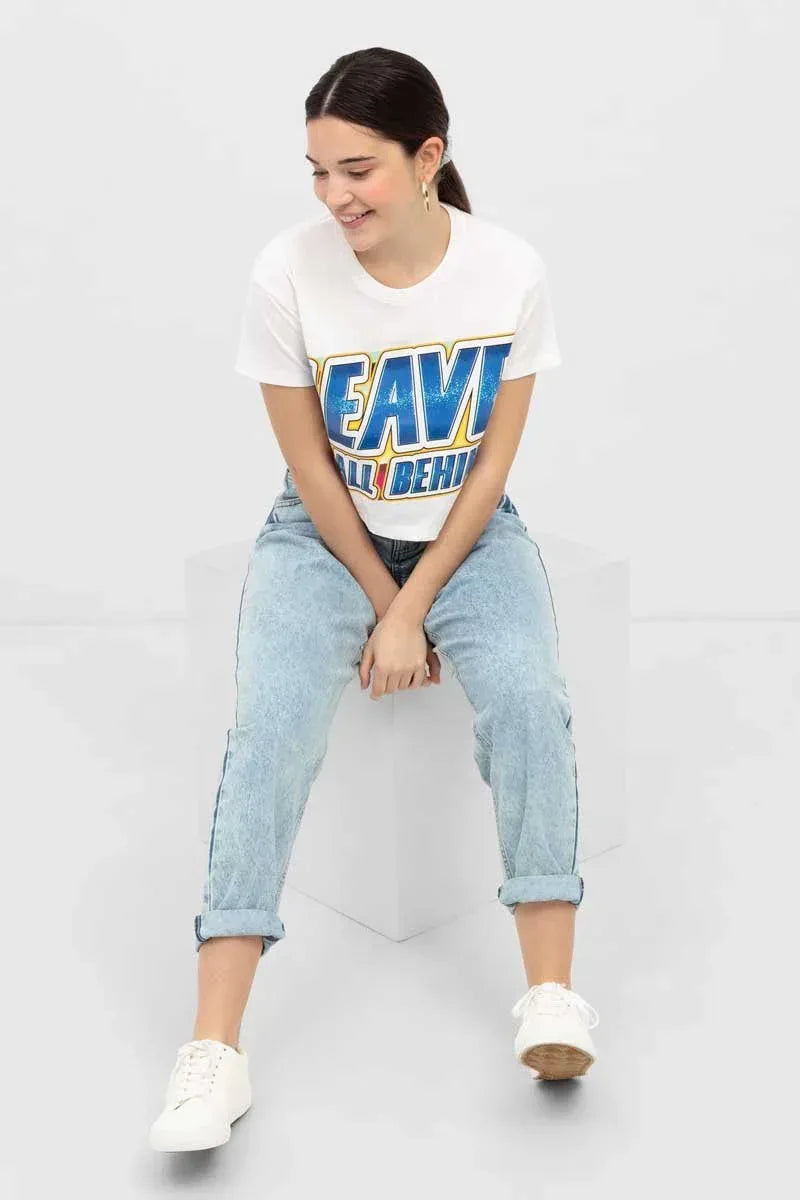 Printed T-Shirt For Women - White - MEME