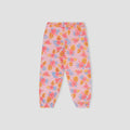 Baby girls tropical floral jogger pants, light pink with allover leaf and flower print