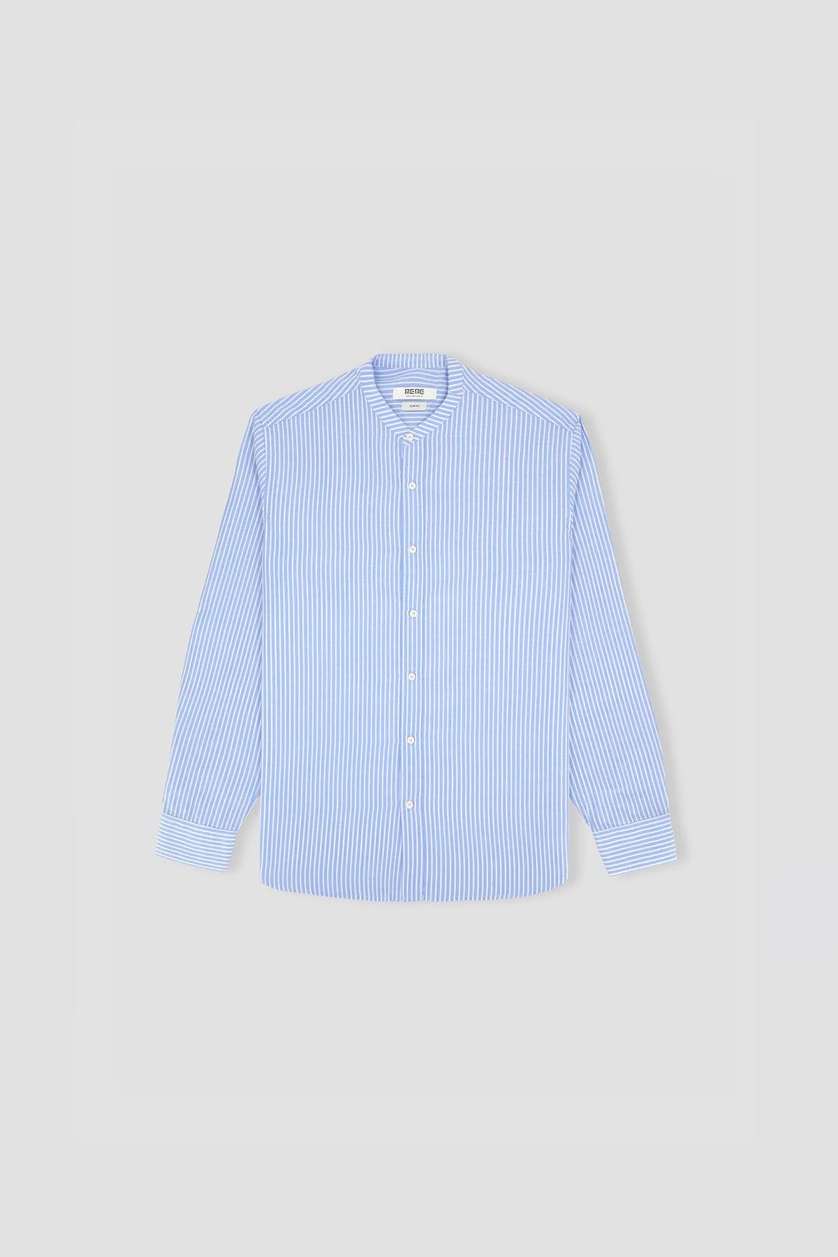 Mandarin Collar Shirt For Men - Blue Stripe