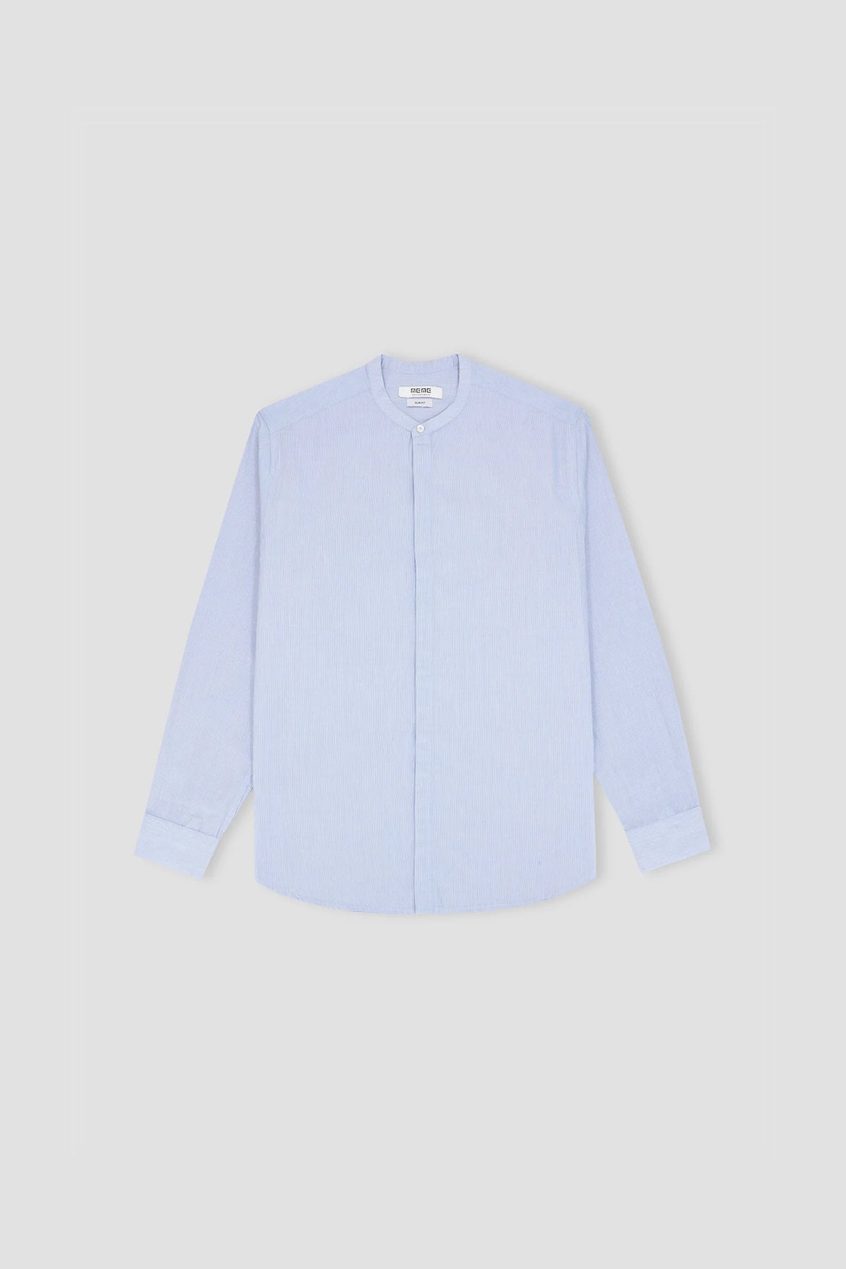 Mandarin Collar Shirt For Men - Blue Stripe