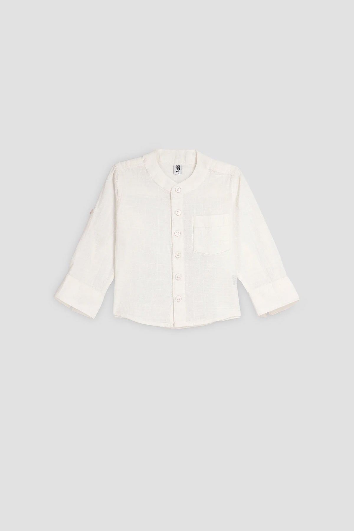 Mao Collar Shirt For Baby Boy - WHITE