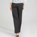 Women's embroidered basic shirt with 3/4 sleeves, paired with black wide-leg pants
