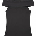 Off-Shoulder Ribbed Top for Women - Black - MEME