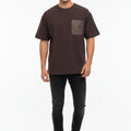 Pocket Crew Neck T-Shirt for Men - Brown - MEME