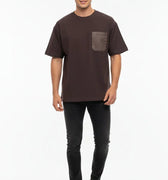 Pocket Crew Neck T-Shirt for Men - Brown - MEME