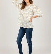 Floral Print Top For Women - Yellow - MEME