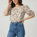 Floral Print Top For Women - Brown - MEME