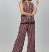 Printed Co-Ord Set for Women - Maroon - MEME
