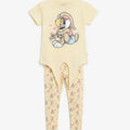 Printed T-Shirt & Leggings Set for Girls - Soft Yellow - MEME