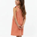 Printed Tie-Shoulder Dress for Girls - Coral - MEME