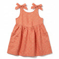 Printed Tie-Shoulder Dress for Girls - Coral - MEME