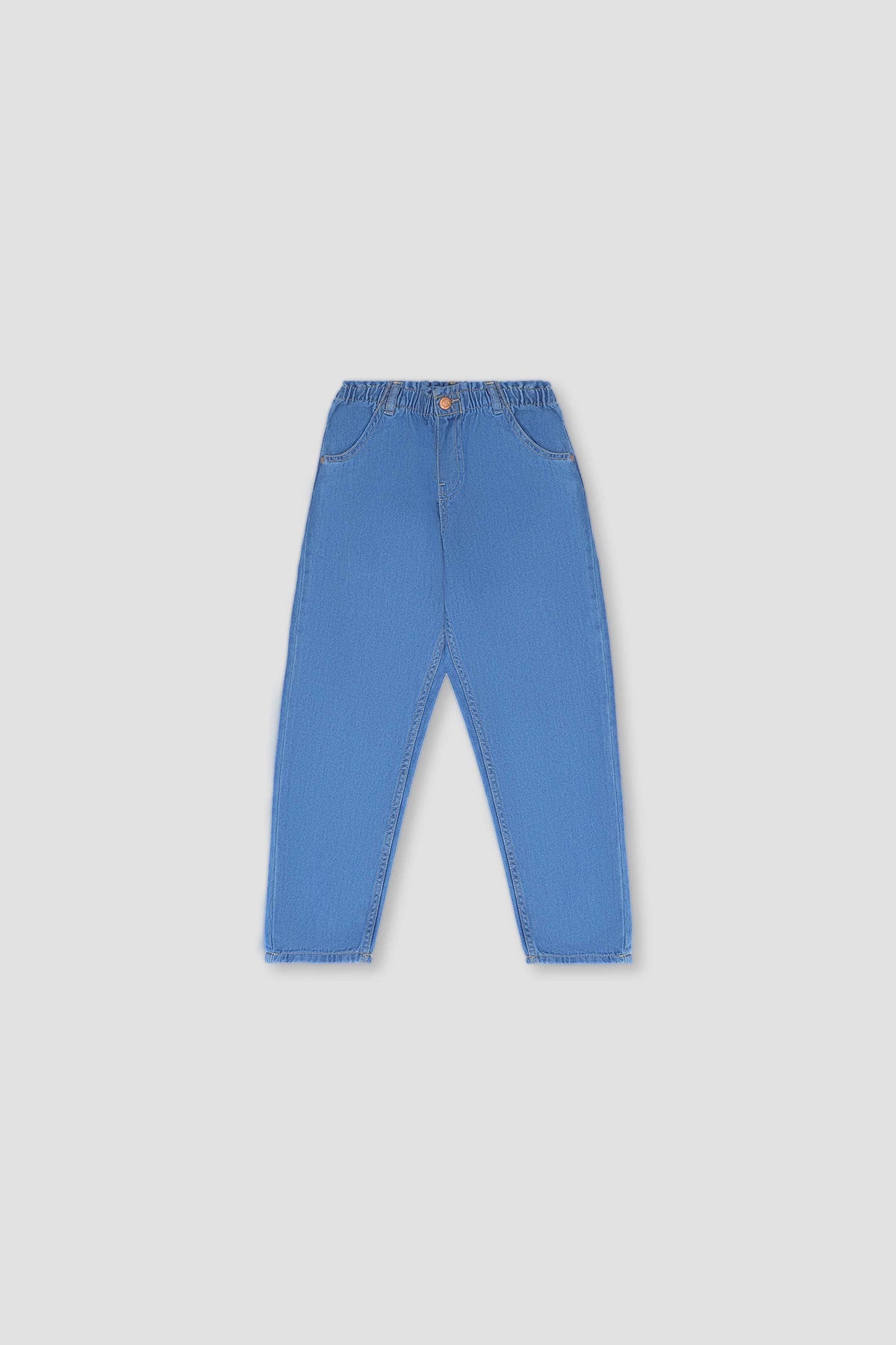 Paper Bag Denim Jeans For Girl - Light Blue