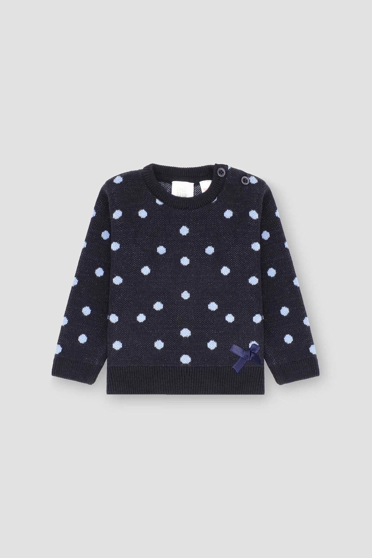 Polka Dot Sweatshirt For Baby Girl - Navy