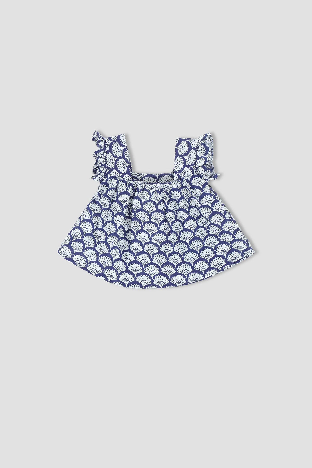 Printed Blouse For Baby Girl - Navy