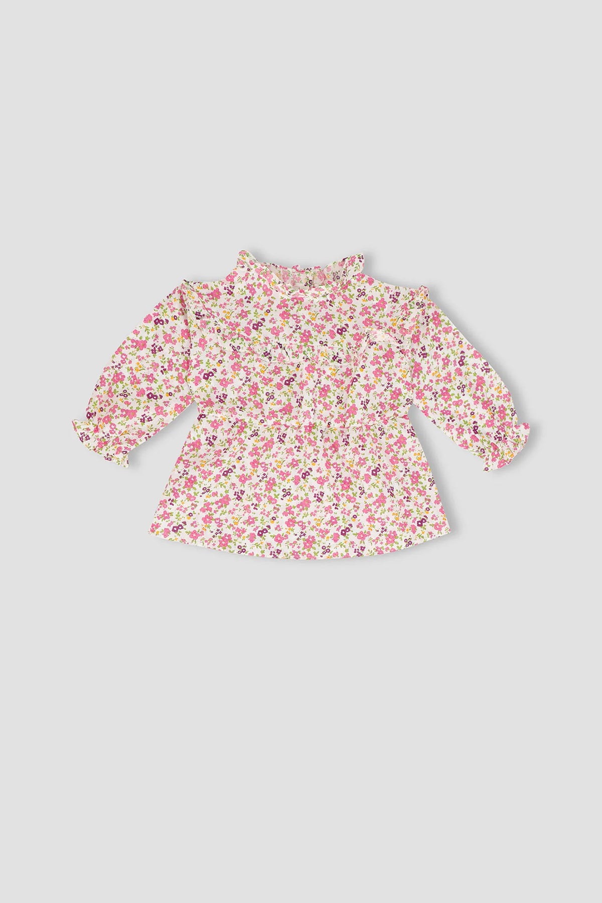 Printed Dress For Baby Girl - Ecru