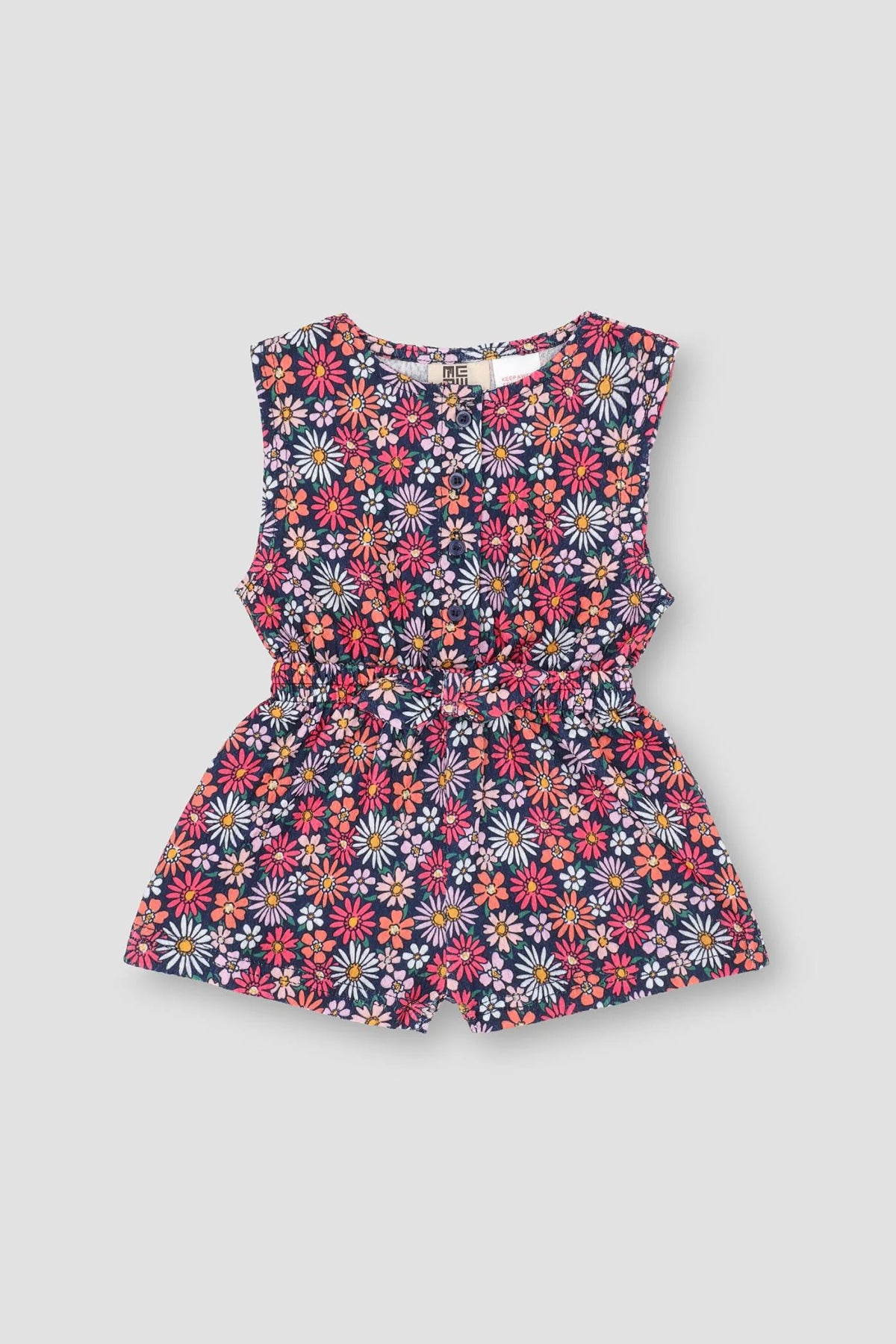 Printed Jumpsuit Dress For Baby Girl - Navy