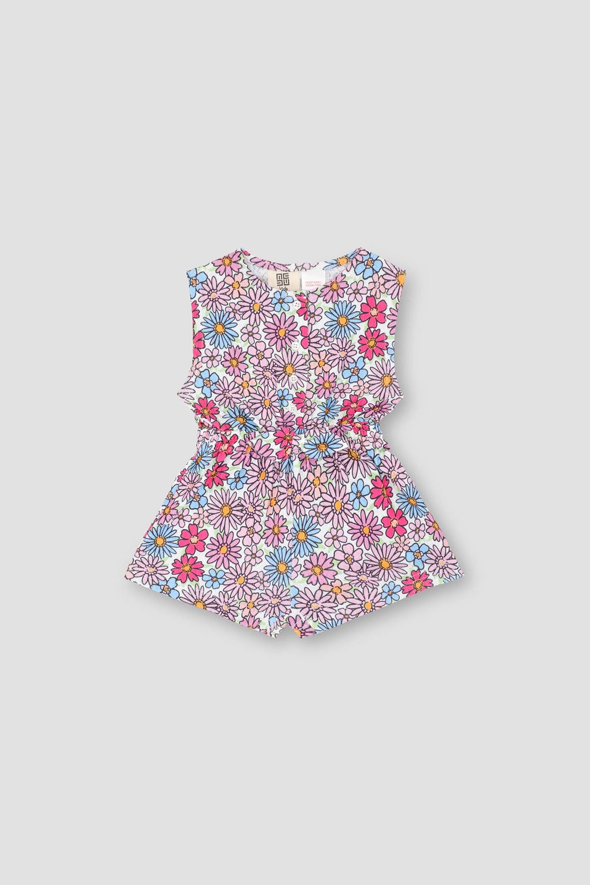 Printed Jumpsuit Dress For Baby Girl - White