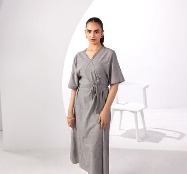 Women Long Wrap Dress 