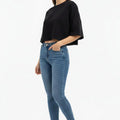 Relaxed Fit Crop T-Shirt for Women - Black - MEME