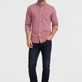 Check Button Down Shirt For Men - Red - MEME
