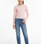  RIBBED FULL SLEEVES T-SHIRT FOR GIRL   MEME