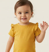 Ruffle Sleeve Tee For Baby Girl - Mustard - MEME