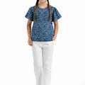 Frills Printed T-Shirt for Girl - Nile Blue - MEME