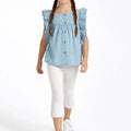 Denim Top for Girl - Jungle Mist - MEME