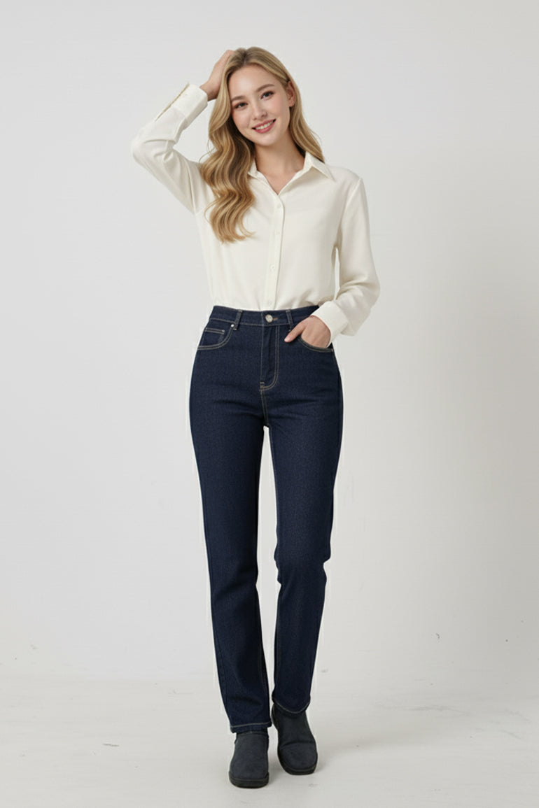 Straight Fit Jeans for Women - Dark Blue