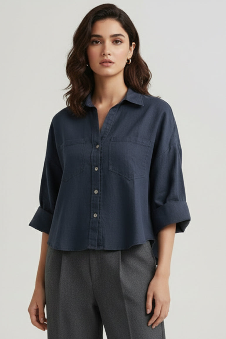Oversized Shirt for Women – Blue Wing Teal