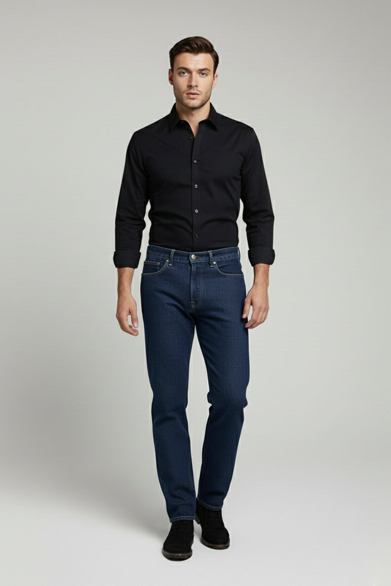 Straight Fit Jeans for Men - Dark Blue