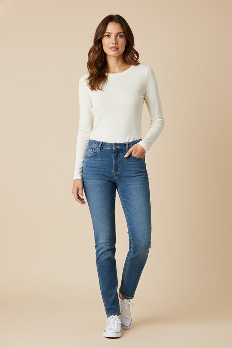 Slim Fit Jeans for Women – Mid Blue