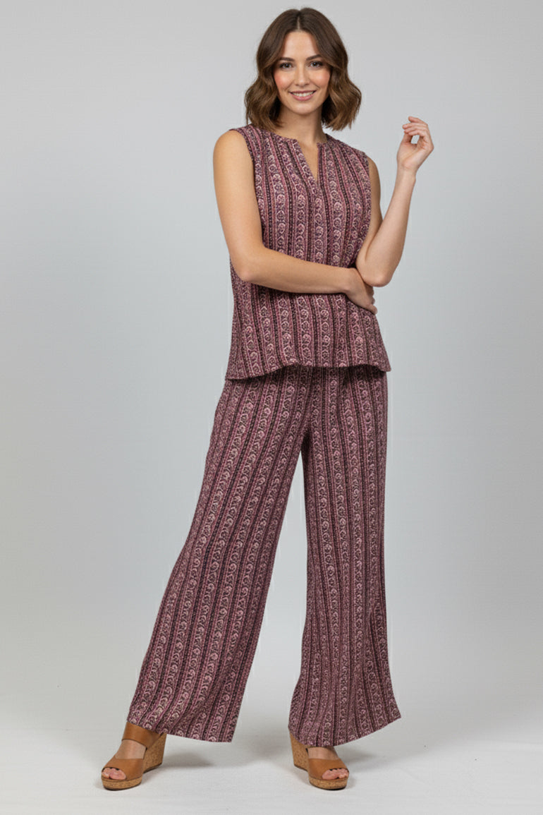 Printed Co-Ord Set for Women – Maroon