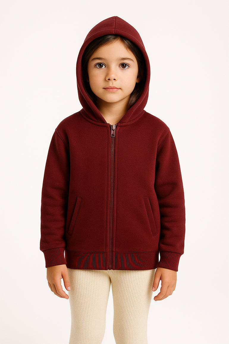 Zip-Up Hoodie For Girls - Rose Wine