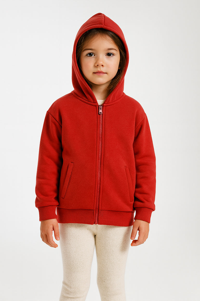 Zip-Up Hoodie For Girls - Red