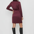 Satin Wrap Dress For Women - Maroon - MEME