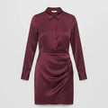 Satin Wrap Dress For Women - Maroon - MEME
