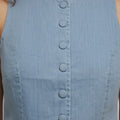 Sleeveless Button-Front Top For Women - Light Blue - MEME