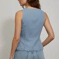 Sleeveless Button-Front Top For Women - Light Blue - MEME