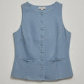 Sleeveless Button-Front Top For Women - Light Blue - MEME