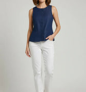 Sleeveless Button-Front Top For Women - Blue - MEME