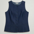 Sleeveless Button-Front Top For Women - Blue - MEME
