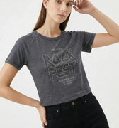 Graphic Tee For Women - Grey - MEME