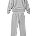 Women's heather grey co-ord set: sweatshirt with cuffs and elastic-waist wide pants