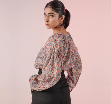 Floral Blouse Shirt For Women - Rust